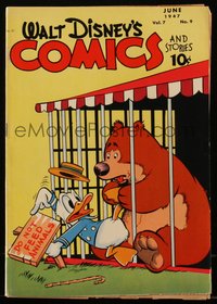 6s0535 WALT DISNEY COMICS & STORIES #81 comic book June 1947 Donald Duck grabbed by bear in cage!