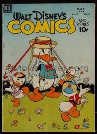 6s0546 WALT DISNEY COMICS & STORIES #92 comic book May 1948 nephews use Donald Duck as Maypole!