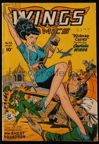 6s0375 WINGS COMICS #93 comic book May 1948 Bob Lubbers art of sexy woman parachuting into war!