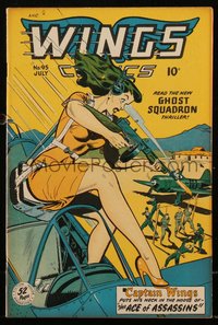 6s0377 WINGS COMICS #95 comic book July 1948 woman with Tommy gun cover art by Bob Lubbers!