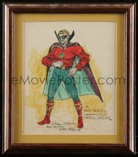 6s0582 MARTIN NODELL framed signed 9x11 original drawing 1986 art of his Golden Age Green Lantern!