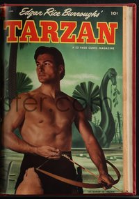 6s0427 TARZAN hardcover bound volume of comic books 1953 #40 to #45 of 52-page Dell Comics!