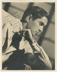 6t0046 TYRONE POWER JR. signed deluxe 11x14 still 1930s to Janet Gaynor quoting Houseman poem!