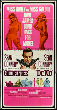6t0333 GOLDFINGER/DR. NO 3sh 1966 Sean Connery as James Bond + sexy Miss Honey & Pussy Galore!