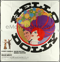 6t0307 HELLO DOLLY 6sh 1970 colorful art of Barbra Streisand & Walter Matthau by Richard Amsel!