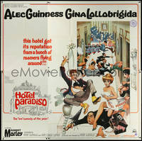 6t0308 HOTEL PARADISO 6sh 1966 wacky Frank Frazetta art of Alec Guinness & sexy Gina Lollobrigida!