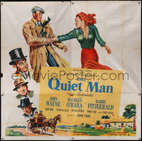 6t0311 QUIET MAN 6sh 1951 great art of John Wayne & sexy Maureen O'Hara, John Ford classic!