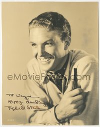 6t0101 ROBERT STACK signed deluxe 7.25x9.25 still 1940s great smiling portrait early in his career!