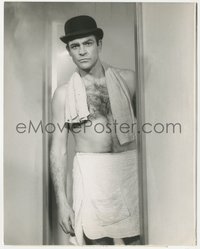 6t1609 THUNDERBALL 8.25x10 still 1965 Sean Connery as James Bond wearing only a towel & bowler hat!