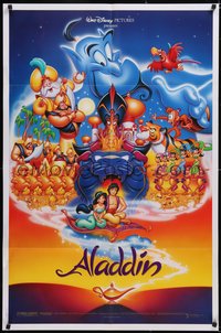 6t0988 ALADDIN DS 1sh 1992 Walt Disney Arabian fantasy cartoon, Calvin Patton & Hom art of cast!