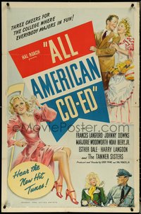 6t0992 ALL AMERICAN CO-ED 1sh 1941 great art of pretty Frances Langford, Johnny Downs!