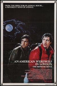 6t0997 AMERICAN WEREWOLF IN LONDON 1sh 1981 scared David Naughton & Griffin Dunne, John Landis!