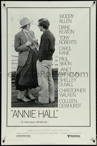 6t1001 ANNIE HALL 1sh 1977 full-length Woody Allen & Diane Keaton in a nervous romance!