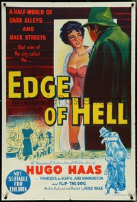 6t0545 EDGE OF HELL Aust 1sh 1956 Hugo Haas, sexy Francesca de Scaffa, different and ultra rare!