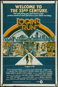 6t0555 LOGAN'S RUN second printing Aust 1sh 1976 York & Agutter running away by Moll, ultra rare!