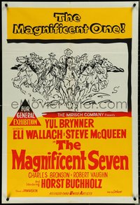 6t0556 MAGNIFICENT SEVEN Aust 1sh R1960s Yul Brynner, John Sturges' 7 Samurai western, ultra rare!