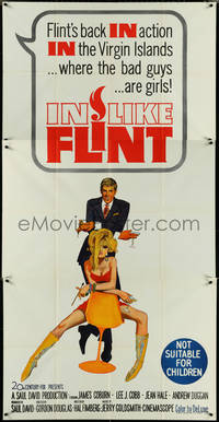 6t0321 IN LIKE FLINT Aust 3sh 1967 art of secret agent James Coburn & sexy Jean Hale, ultra rare!