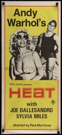 6t0468 ANDY WARHOL'S HEAT Aust daybill 1973 Andy Warhol, Joe Dallesandro & Sylvia Miles!