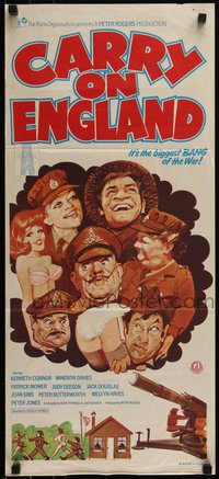 6t0476 CARRY ON ENGLAND Aust daybill 1976 the biggest bang of the war, wacky military comedy!