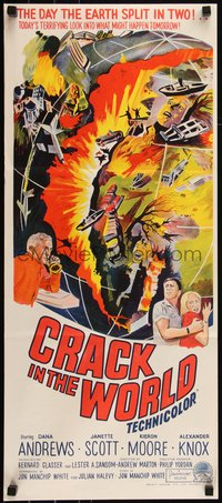 6t0482 CRACK IN THE WORLD Aust daybill 1965 atom bomb explodes, thank God it's only a motion picture!