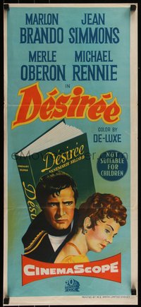 6t0485 DESIREE Aust daybill 1954 art of Marlon Brando & pretty Jean Simmons, different!