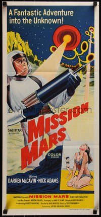 6t0510 MISSION MARS Aust daybill 1968 Darren McGavin, a fantastic sci-fi adventure into the unknown!