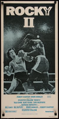 6t0525 ROCKY II Aust daybill R1980s Sylvester Stallone & Carl Weathers fight in ring, boxing sequel!