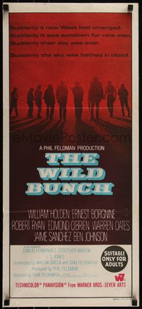 6t0535 WILD BUNCH Aust daybill 1970 Sam Peckinpah cowboy classic, William Holden & Ernest Borgnine!