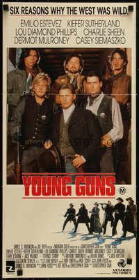 6t0538 YOUNG GUNS Aust daybill 1988 Emilio Estevez, Charlie Sheen, Kiefer Sutherland, Phillips!