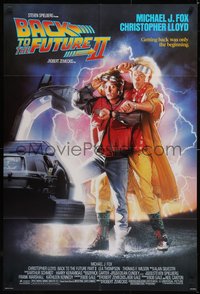 6t1009 BACK TO THE FUTURE II 1sh 1989 Michael J. Fox & Christopher Lloyd by Drew Struzan!