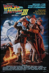 6t1010 BACK TO THE FUTURE III DS 1sh 1990 Michael J. Fox, Chris Lloyd, Drew Struzan art!