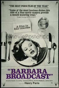 6t1012 BARBARA BROADCAST 1sh 1977 sexy C. J. Laing on dinner plate, Radley Metzger + Grease!