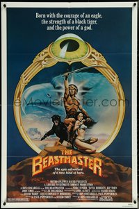 6t1014 BEASTMASTER 1sh 1982 Taylor art of bare-chested Marc Singer & sexy Tanya Roberts!