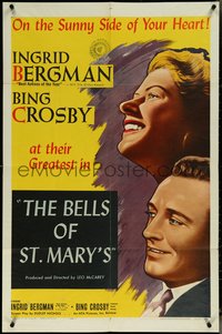 6t1018 BELLS OF ST. MARY'S 1sh R1957 Ingrid Bergman & Bing Crosby, on the sunny side of your heart!