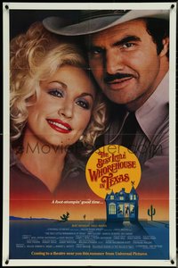 6t1020 BEST LITTLE WHOREHOUSE IN TEXAS advance 1sh 1982 close-up of Burt Reynolds & Dolly Parton!