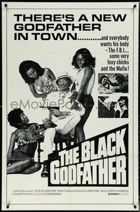 6t1026 BLACK GODFATHER 1sh R1970s the FBI, foxy chicks and the Mafia want his body!