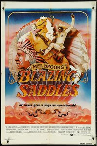 6t1029 BLAZING SADDLES 1sh 1974 art of Cleavon Little & Mel Brooks by Alvin & Goldschmidt!