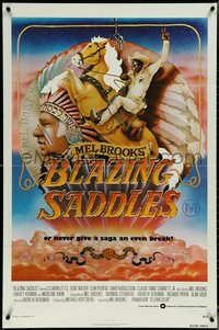 6t1030 BLAZING SADDLES int'l 1sh 1974 art of Cleavon Little & Mel Brooks by Alvin & Goldschmidt!