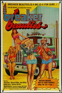 6t1042 BREAKER BEAUTIES 1sh 1977 sexy trucker girls in bikinis with CB radios, a big 10-4 for sure!