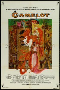 6t1049 CAMELOT 1sh R1973 Bob Peak art of Harris as King Arthur, Vanessa Redgrave as Guenevere!