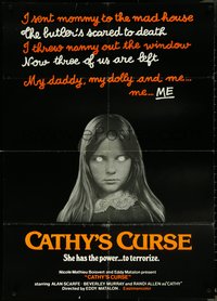 6t1059 CATHY'S CURSE Canadian 1sh 1980 creepy image of Linda Koot, power to terrorize, ultra rare!