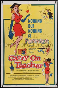 6t1055 CARRY ON TEACHER 1sh 1962 Kenneth Connor, Charles Hawtrey, English, sexy comic art!