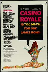 6t1056 CASINO ROYALE 1sh 1967 all-star James Bond spy spoof, psychedelic art by Robert McGinnis!