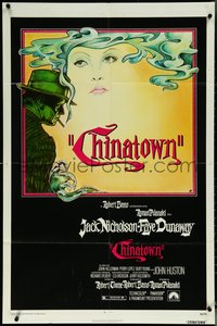 6t1064 CHINATOWN 1sh 1974 Roman Polanski, Jim Pearsall art of Jack Nicholson & Faye Dunaway!