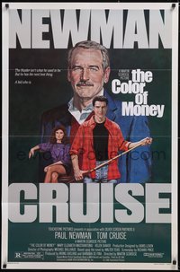 6t1073 COLOR OF MONEY 1sh 1986 Robert Tanenbaum art of Paul Newman & Tom Cruise playing pool!