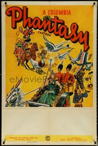 6t1074 COLUMBIA PHANTASY CARTOON 1sh 1939 Columbia, cool art of Mother Goose & other characters!