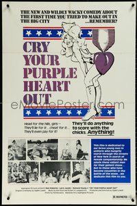 6t1084 CRY YOUR PURPLE HEART OUT 1sh 1976 they'll do anything to score with the chicks, ultra rare!