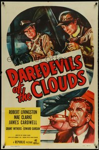 6t1088 DAREDEVILS OF THE CLOUDS 1sh 1948 Robert Livingston, Mae Clarke, cool airplane art!