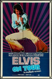 6t1109 ELVIS ON TOUR int'l 1sh 1972 classic artwork of Elvis Presley singing into microphone!