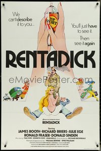 6t1313 RENTADICK English 1sh 1972 Booth, art of sexy topless Julie Ege, top secret, ultra rare!